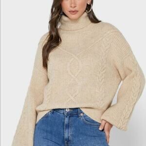 NWT BARDOT MAYA CABLE KNIT‎ SWEATER SIZE L